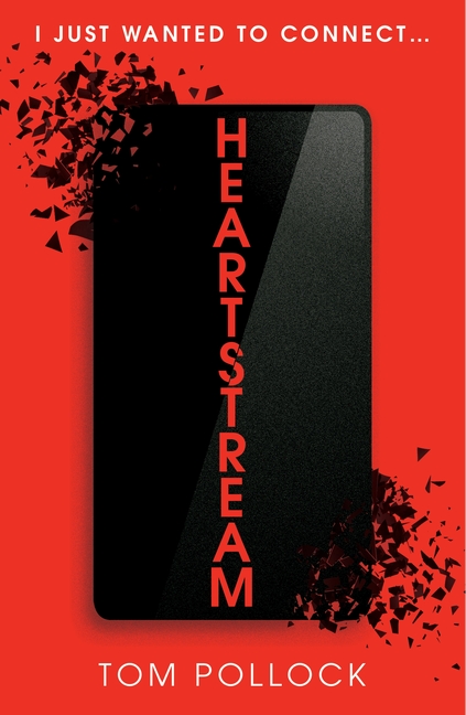 Cover for HEARTSTREAM: title on a broken smartphone on red