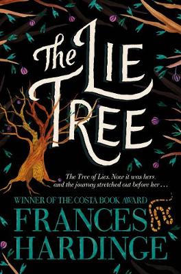 Book cover for THE LIE TREE: Tilte in white surrounded by drawn branches on black